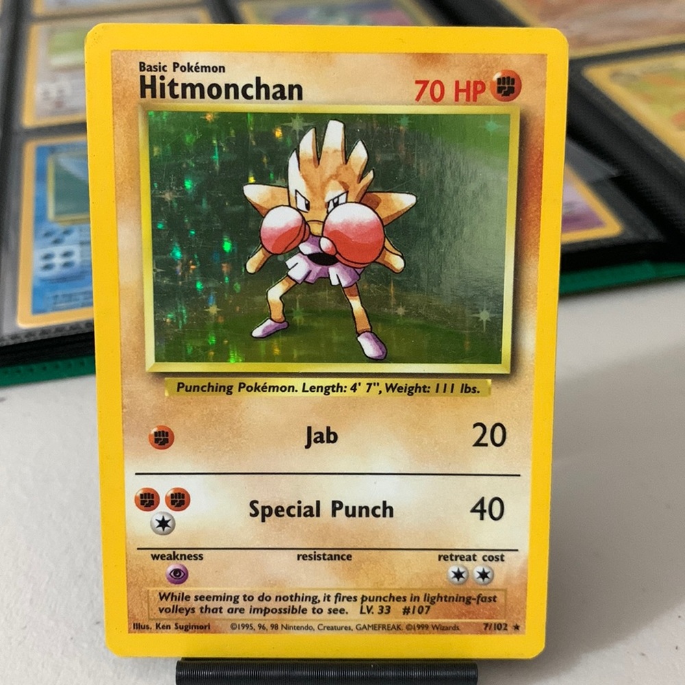 Hitmonchan 1999 Holo 7/102 Pokemon Card Base Set Rare #7